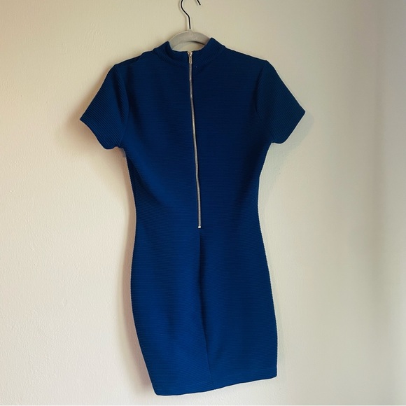 Blue Ribbed Bodycon Dress - Picture 3 of 3